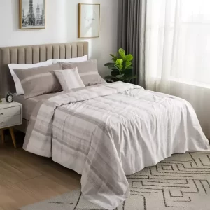 Juego De Sabanas Alcoyana Ritmo Clásica/Abstract Vison 132 Hilos 1½ Plazas