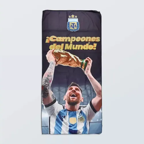 Toallon De Argentina Messi Copa Microfibra Secado Rápido City Blanco. 70x150 Original. - Imagen 3
