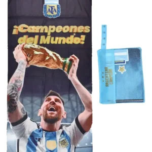 Toallon De Argentina Messi Copa Microfibra Secado Rápido City Blanco. 70x150 Original.