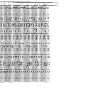 Cortina De Baño Teflón Estampada/Signos 180x180cm + Ganchos.