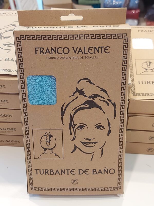Turbante Baño Toalla de Cabeza Franco Valente/Turquesa. 100% Algodón.