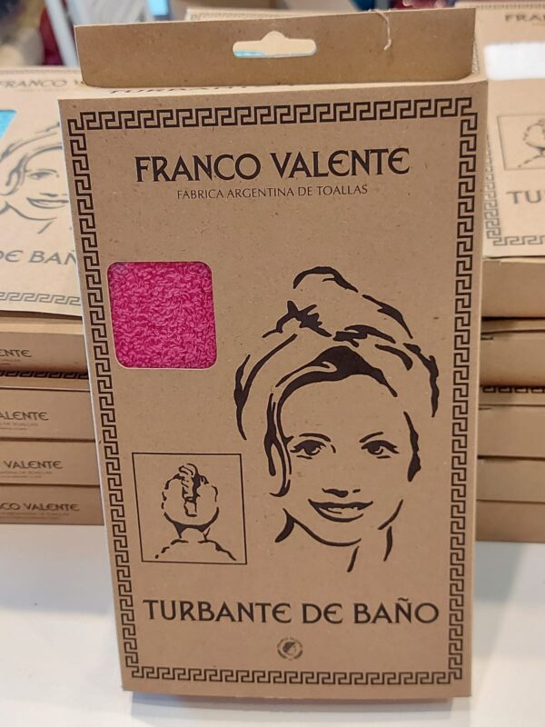 Turbante Baño Toalla de Cabeza Franco Valente/Fucsia. 100% Algodón.