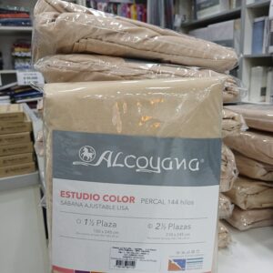 Sabana Ajustable Alcoyana Percal 144 Hilos 2 1/2 Plazas/Vison