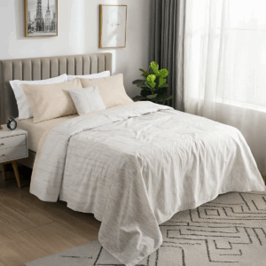 Juego De Sabanas Alcoyana Ritmo Clásica/Margot Beige 132 Hilos 2 ½ Plazas