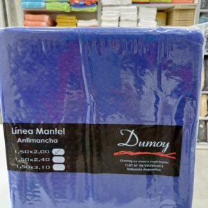 Mantel Rectangular Antimanchas Dumoy/Azul Francia 1,50 x 2 ,00Mts Labrado.