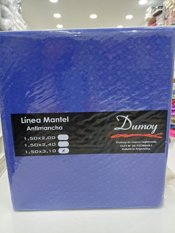 Mantel Antimanchas Rectangular Dumoy/Azul Francia 140 x 310cm.