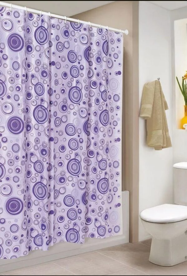 Cortina De Baño doble PVC Eliplast/Burbuja Violeta + Ganchos.