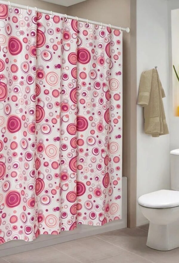Cortina De Baño doble PVC Eliplast/Burbuja Rosa+ Ganchos.