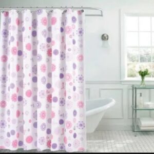 Cortina De Baño doble PVC Eliplast/ Mandala Violeta/Rosa + Ganchos.