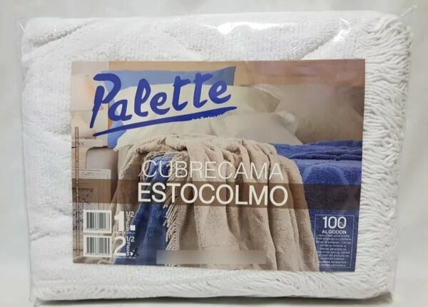 Cubrecama Palette Estocolmo/Blanco 100%Algodon 2. 1/2plazas. - Imagen 4