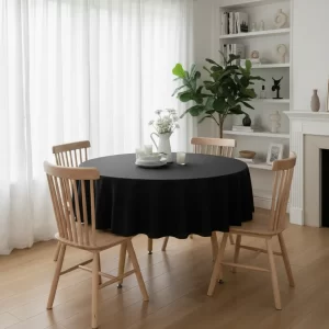Mantel Redondo Ecocuero/Negro 140 Diametro.