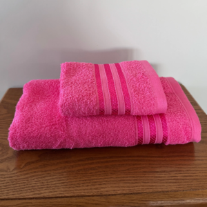 Juego De Toalla y Toallon Fantasia/Fucsia 100% Algodón