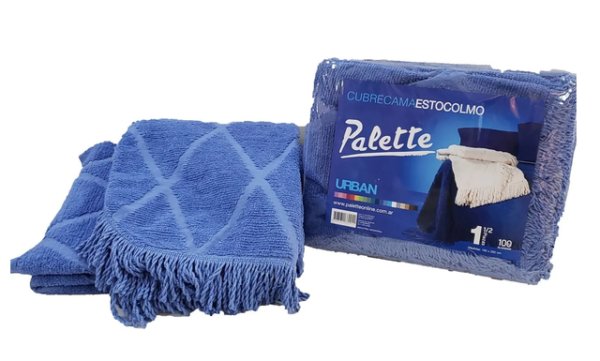 Cubrecama Palette Estocolmo/Oceano 100%Algodon 1. 1/2plazas.