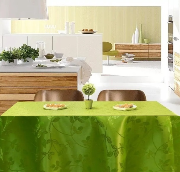 Mantel Antimanchas Rectangular Blanco Paris/Verde Manzana 250 X 140 Cm