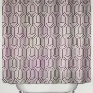 Cortina De Baño Teflón Estampada Deco/Ondas 180x180cm + Ganchos.
