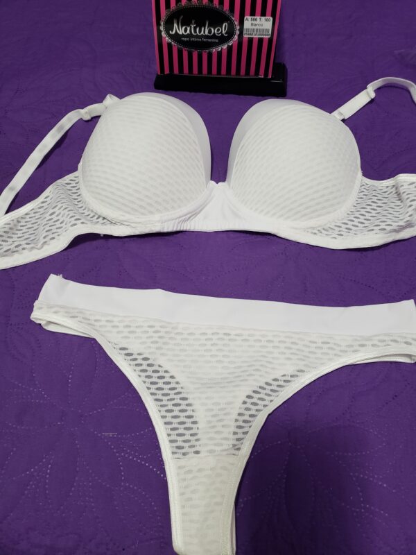 Conjunto Natubel Art. 586 Tasa Soft con Base y Cola less De Tricot De Lycra/Blanco.Talle 100 - Imagen 2