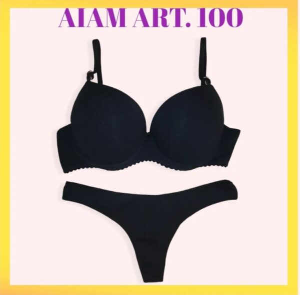 Conjunto Aiam Art 100. Soft Con Base Algodón y Lycra Liso y Less/Negro. talle 100.