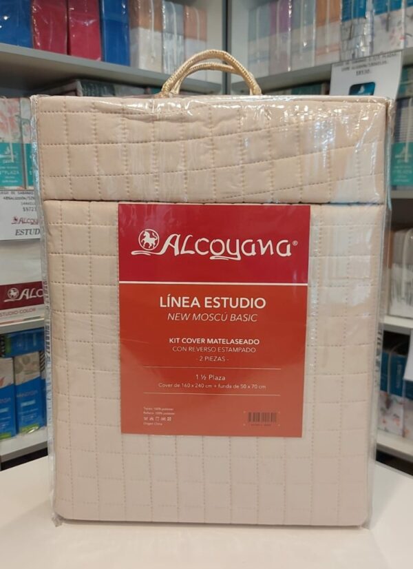 KIT COVER ALCOYANA MOSCU BASIC REVERSIBLE/Nude. 1 . 1/2 PLAZAS C/ FUNDA DE ALMOHADON 50 X 70 CM. - Imagen 2
