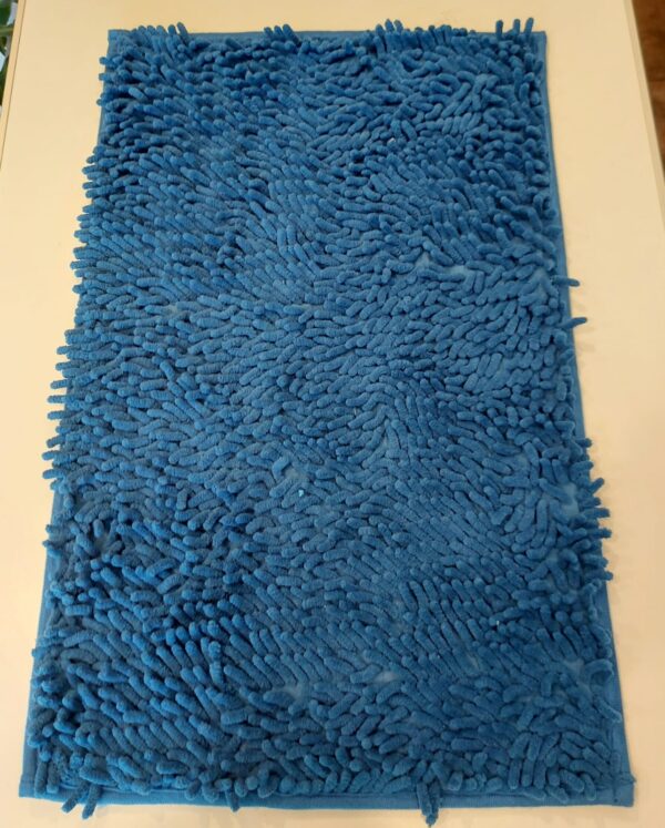 Alfombra Baño flecos rectangular antideslizante Shaggy 60x40cm/Azul