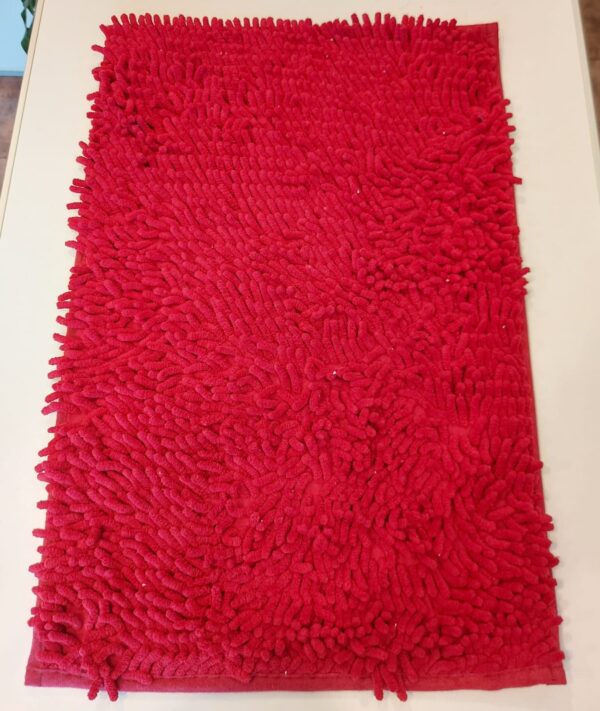 Alfombra Baño flecos rectangular antideslizante Shaggy 60x40cm/Bordo