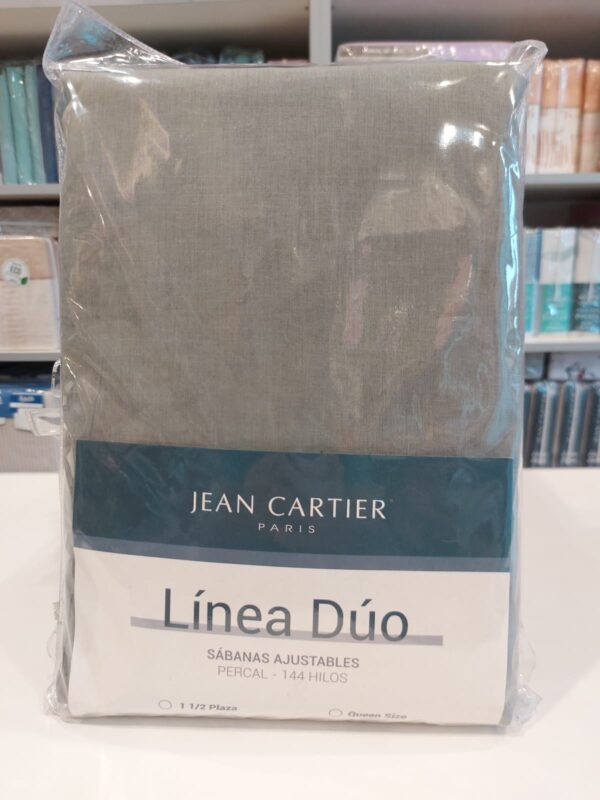Sabana Ajustable Jean Cartier Duo 144Hilos/Gris King Size. - Imagen 2