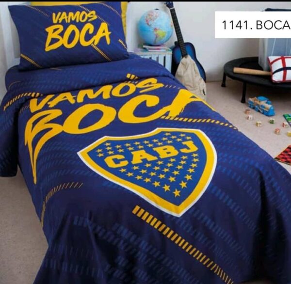 Juego De Sabanas City Blanco/ Licencia Oficial Equipo. BOCA 1 .1/2 Plazas.