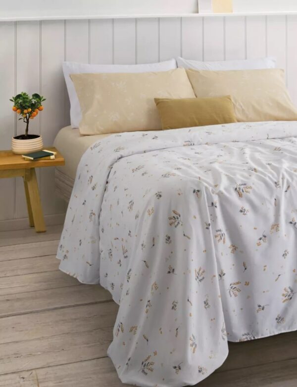 Juego de Sabana Jean Cartier Dover 180 Hilos Percal/Fiori. Twin Size.
