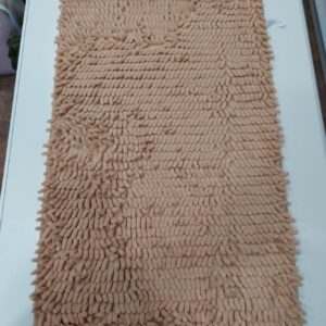 Alfombra Baño flecos rectangular antideslizante Shaggy 60x40cm/Beige.
