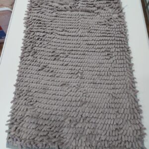 Alfombra Baño flecos rectangular antideslizante Shaggy 60x40cm/Gris.