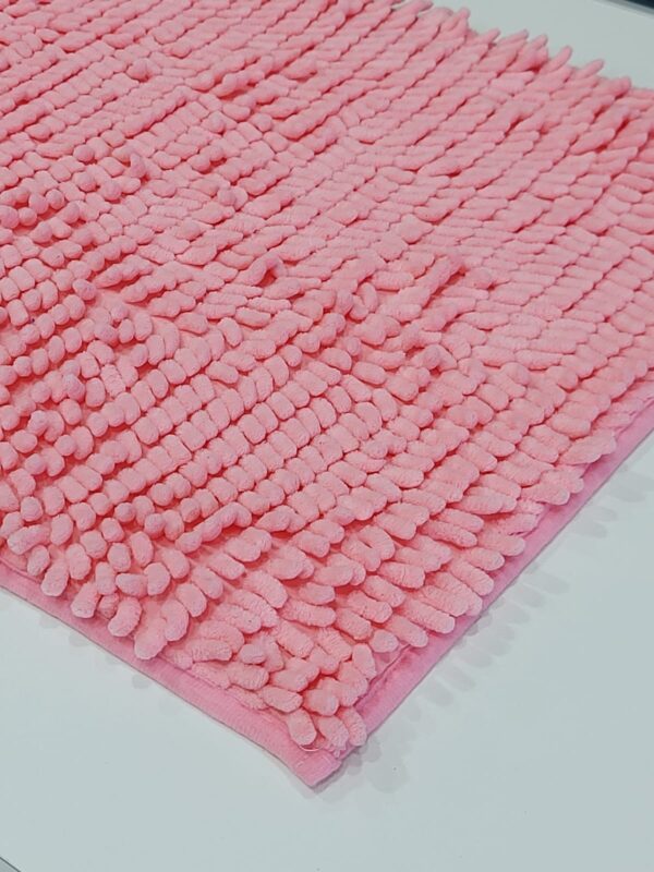 Alfombra Baño flecos rectangular antideslizante Shaggy 60x40cm/Rosa - Imagen 2
