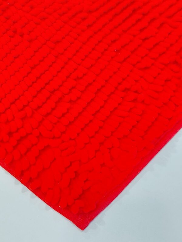 Alfombra Baño flecos rectangular antideslizante Shaggy 60x40cm/Rojo. - Imagen 2