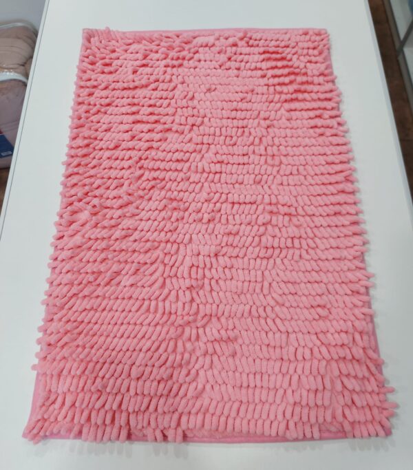 Alfombra Baño flecos rectangular antideslizante Shaggy 60x40cm/Rosa