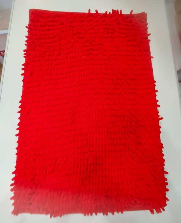 Alfombra Baño flecos rectangular antideslizante Shaggy 60x40cm/Rojo.