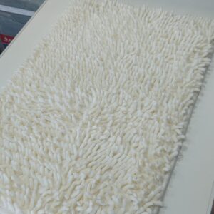 Alfombra Baño flecos rectangular antideslizante Shaggy 60x40cm/Blanca.