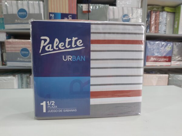 Juego De Sábanas Palette Urban/rayada 1. 1/2 Plazas 144Hilos.