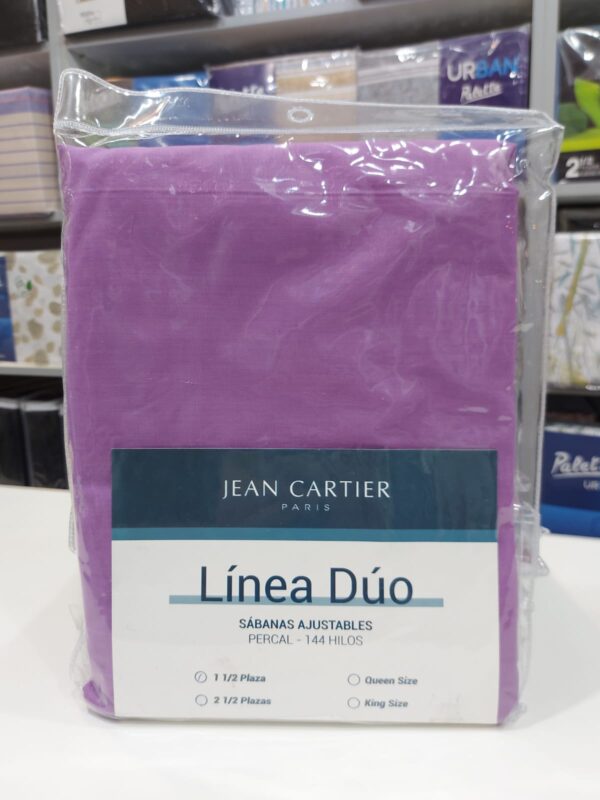 Sabana Ajustable Lisa Jean Cartier Linea Duo 144 Hilos/Lila 2. 1/2 plazas. - Imagen 2