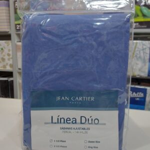 Sabana Ajustable Lisa Jean Cartier Linea Duo 144 Hilos/Azul marino 1. 1/2 plazas.