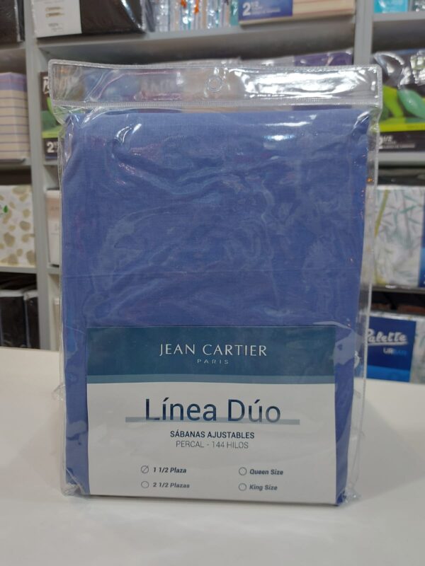 Sabana Ajustable Lisa Jean Cartier Linea Duo 144 Hilos/Azul marino 2. 1/2 plazas. - Imagen 2
