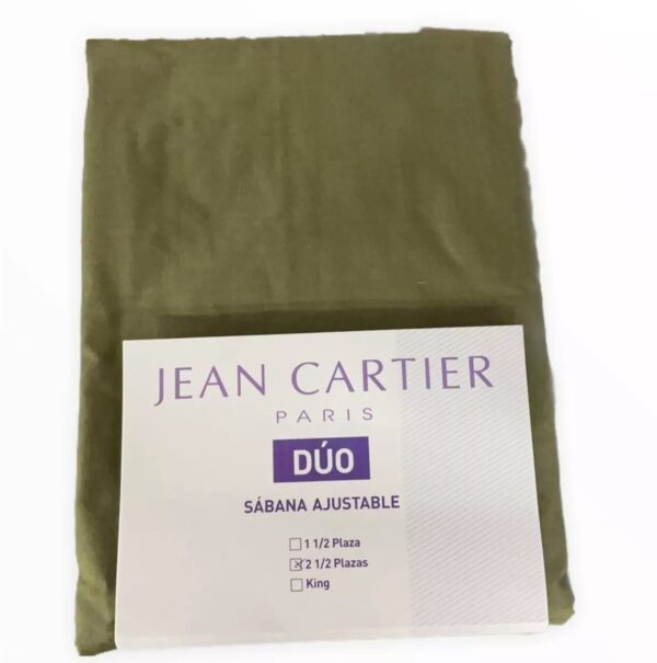 Sabana Ajustable Lisa Jean Cartier Linea Duo 144 Hilos/Oliva 2. 1/2 plazas. - Imagen 3