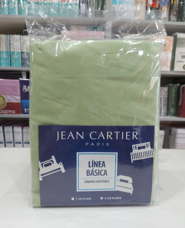 Sabana Ajustable Jean Cartier Línea Básica/Verde Menta. 2 1/2 Plazas. - Imagen 2
