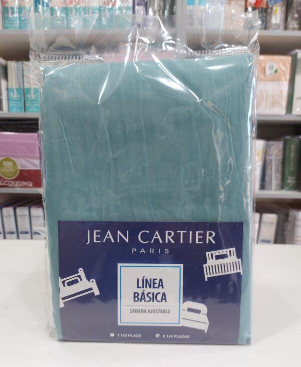 Sabana Ajustable Jean Cartier Linea Básica 1 1/2 Plaza/Aguamarina - Imagen 2