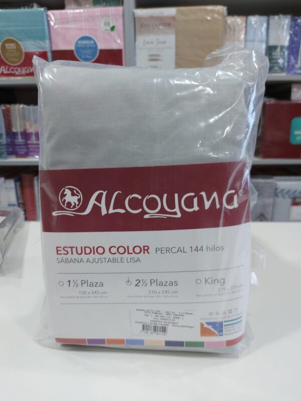 Sabana Ajustable Alcoyana Percal 144 Hilos 2 1/2 Plazas/Gris