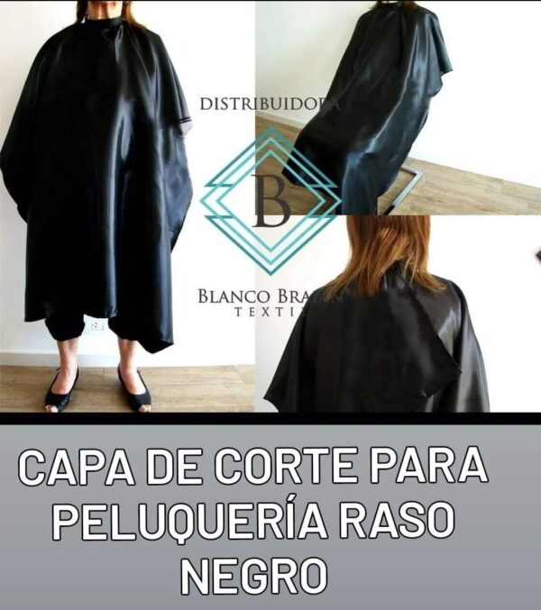 Capa De Peluquería Corte Tela raso Lisa Negra . OFERTA!!