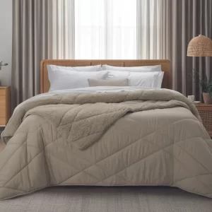Acolchado Edredon Alcoyana Norway Con Corderito/Beige 1.1/2 Plazas