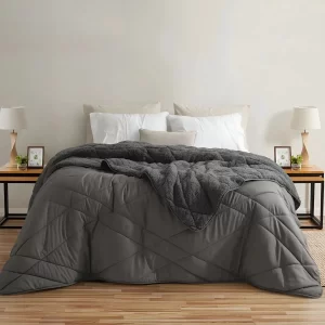 Acolchado Edredon Alcoyana Norway Con Corderito/Gris asfalto 1.1/2 Plazas