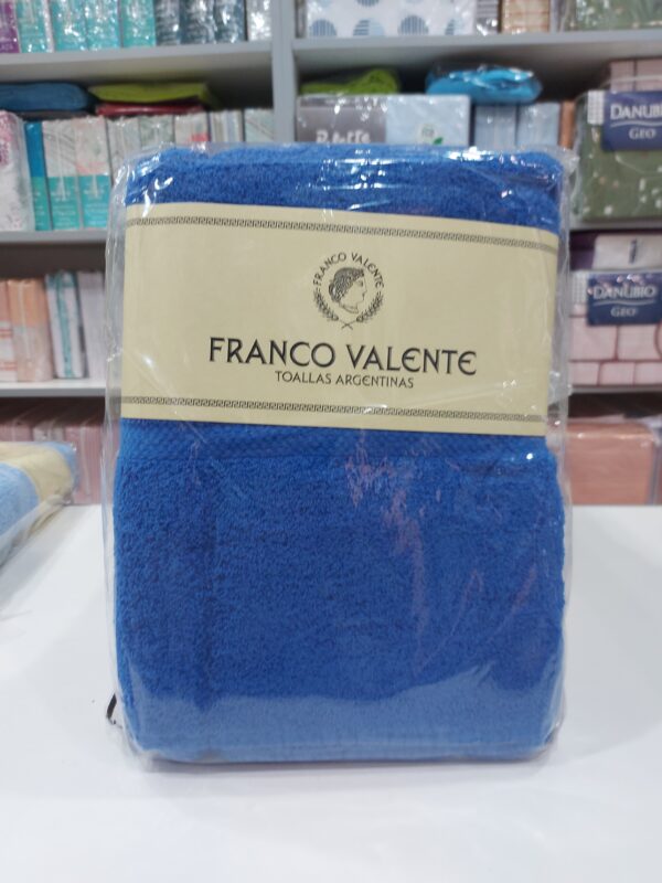 Juego de Toalla y Toallon Franco Valente 500grs.100% Algodón/Azul Francia.