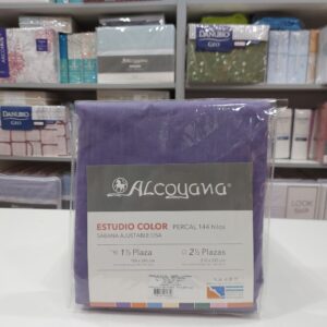 Sabana Ajustable Alcoyana Percal 144 Hilos 1 1/2 Plaza/Violeta