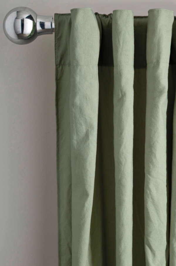 Juego De Cortina Jean Cartier Tusor lisa efecto arrugado/Verde Malva. - Imagen 3