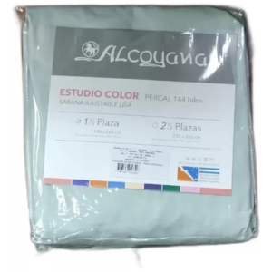 Sabana Ajustable Alcoyana Percal 144 Hilos 2. 1/2 Plaza/Verde claro.