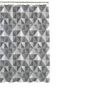 Cortina De Baño Teflón Estampada/triangulos 180x180cm + Ganchos.